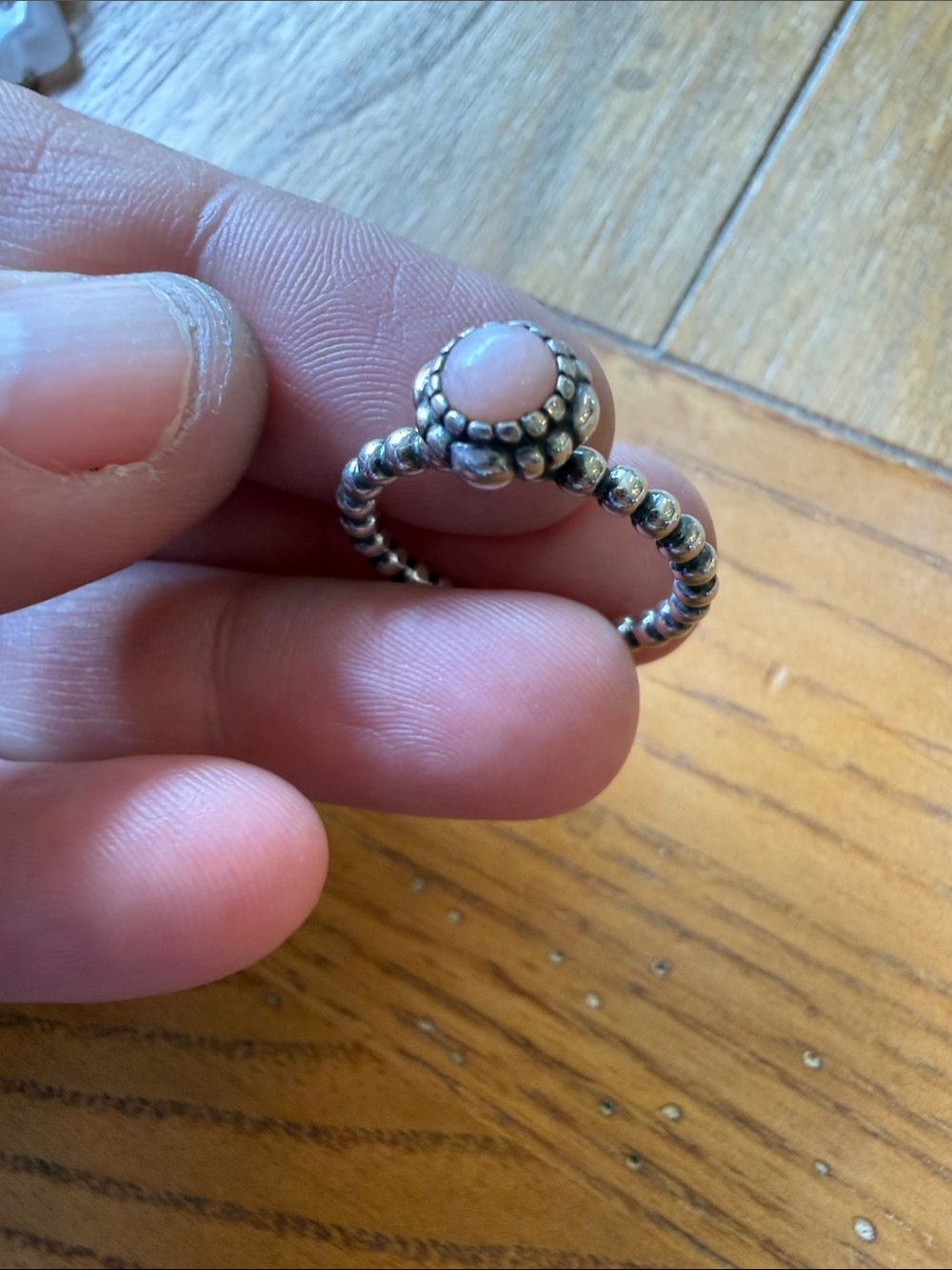 Pandora Sterling Silver Ring with Pink Opal stone sz 7